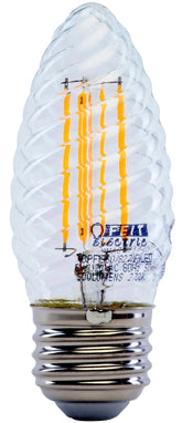 Feit Electric BPF1560/827/FILED LED Bulb, Decorative, F15 Lamp, 60 W Equivalent, E26 Lamp Base, Dimmable, Clear